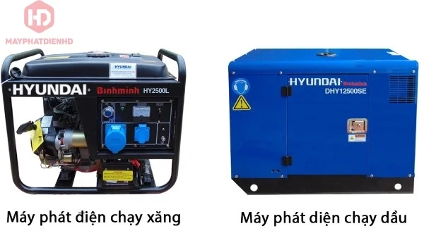 phân loại máy phát điện 1 pha theo nhiên liệu