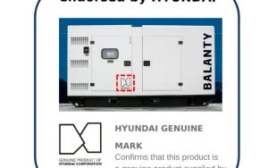 Logo xác nhận “HYUNDAI GENUINE MARK” – cam kết chính hãng từ Hyundai Corporation