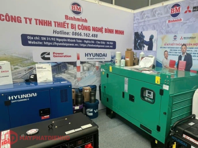 Bình Minh tại hội chợ Mùa Thu 2025 - lan tỏa giá trị năng lượng bền vững 3 Máy phát điện Hyundai, Cummins, Mitshubishi tại hội chợ Mùa thu 2025