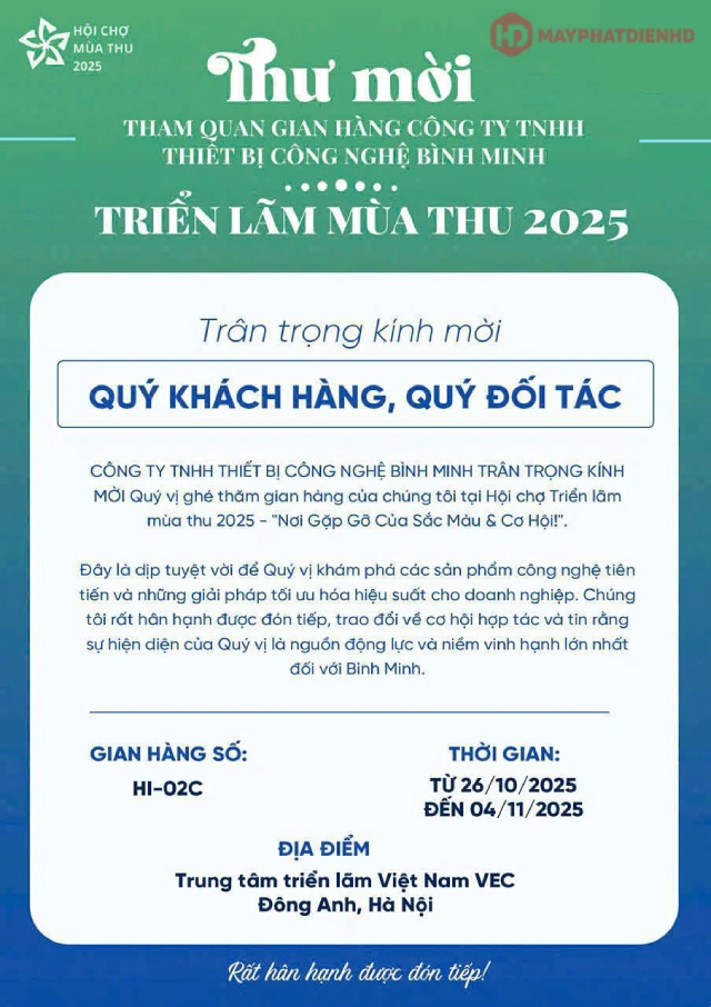 Bình Minh tại hội chợ Mùa Thu 2025 - lan tỏa giá trị năng lượng bền vững 1 Hội chợ Mùa Thu 2025 – Không gian hội tụ tinh hoa và kết nối