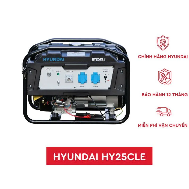 Máy phát điện chạy xăng 2.3KVA HYUNDAI HY25CLE 3 Máy phát điện 2.3KVA Hyundai HY25CLE chính hãng