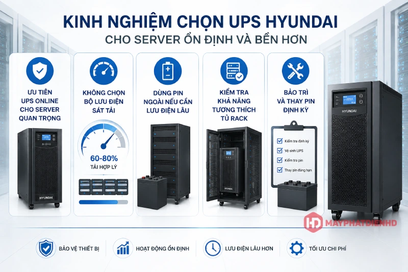 Kinh nghiệm chọn UPS Hyundai cho server ổn định và bền hơn