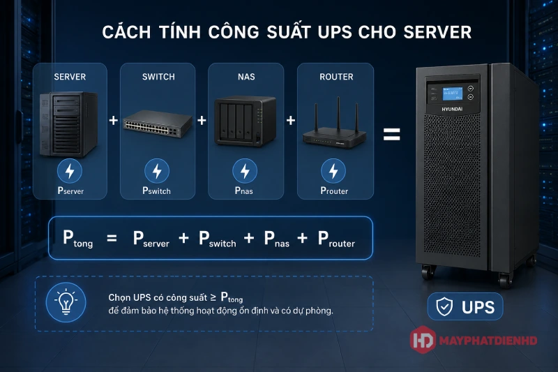 Cách tính công suất UPS cho server