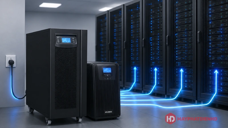 UPS cho server là thiết bị lưu điện giúp máy chủ và hệ thống mạng tiếp tục hoạt động