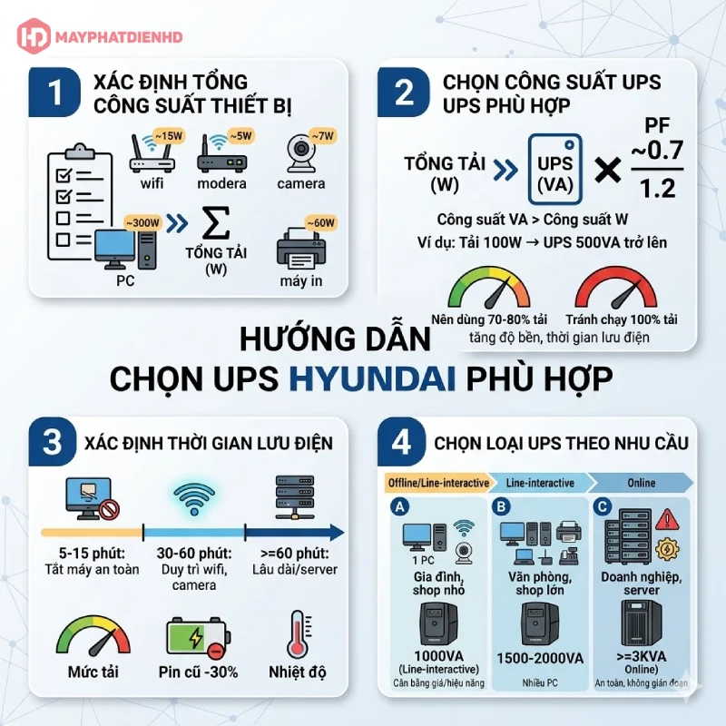 Hướng dẫn cách chọn UPS Hyundai phù hợp để không mua sai